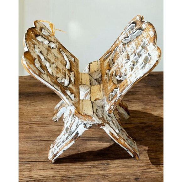 Handcrafted Rustic Wood Quran Stand Book Holder Folding Carved Decorative - Picture 2 of 11